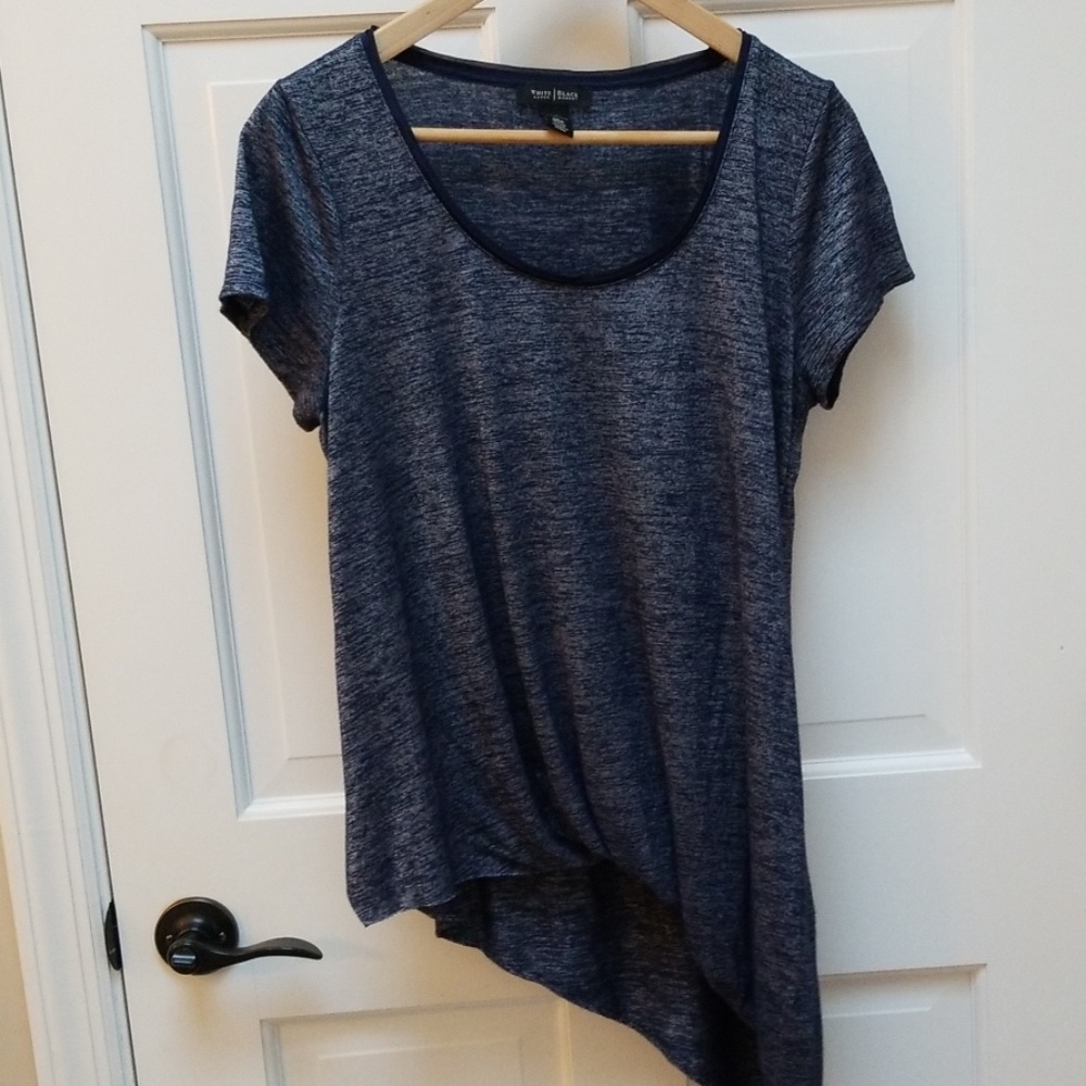 WHBM asymmetrical short sleeved blouse Sz L